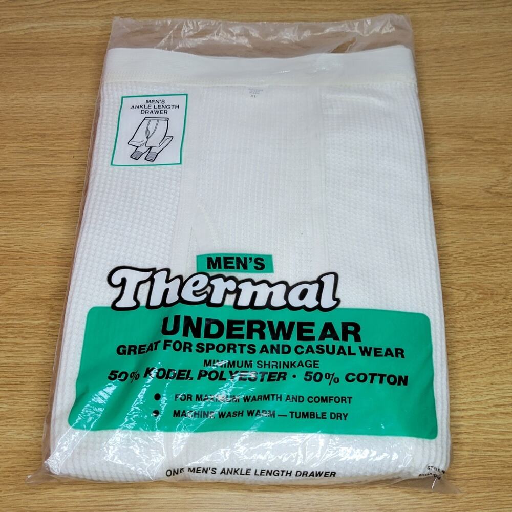 Vintage Thermal Underwear Ankle Length Drawers Mens Size XL Made in USA NWT